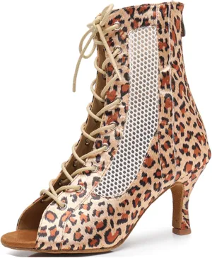 Womens Girls Practice Dancing Shoes Sexy Latin Tango Ballroom Boots Party Wedding Ankle Sandals with Zip X3213