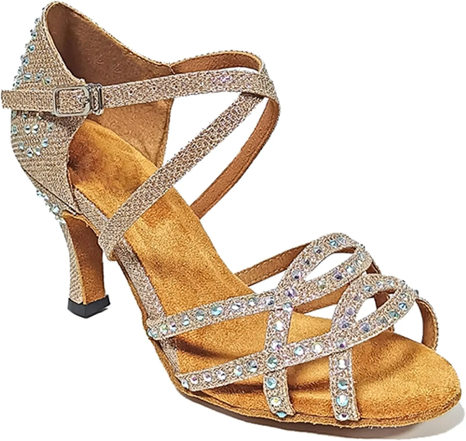 Womens Girls Professional Dancing Shoes Glitter Latin Salsa Dance Heels Bridal Wedding Sandals with Glitter X503