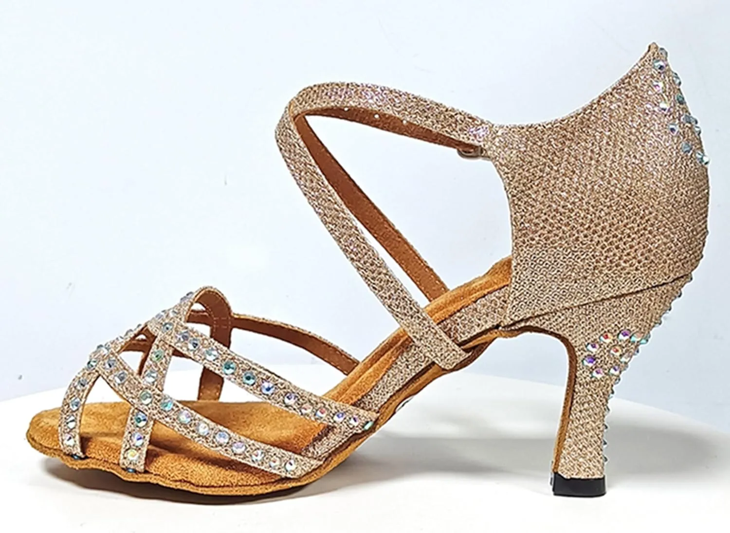 Womens Girls Professional Dancing Shoes Glitter Latin Salsa Dance Heels Bridal Wedding Sandals with Glitter X503
