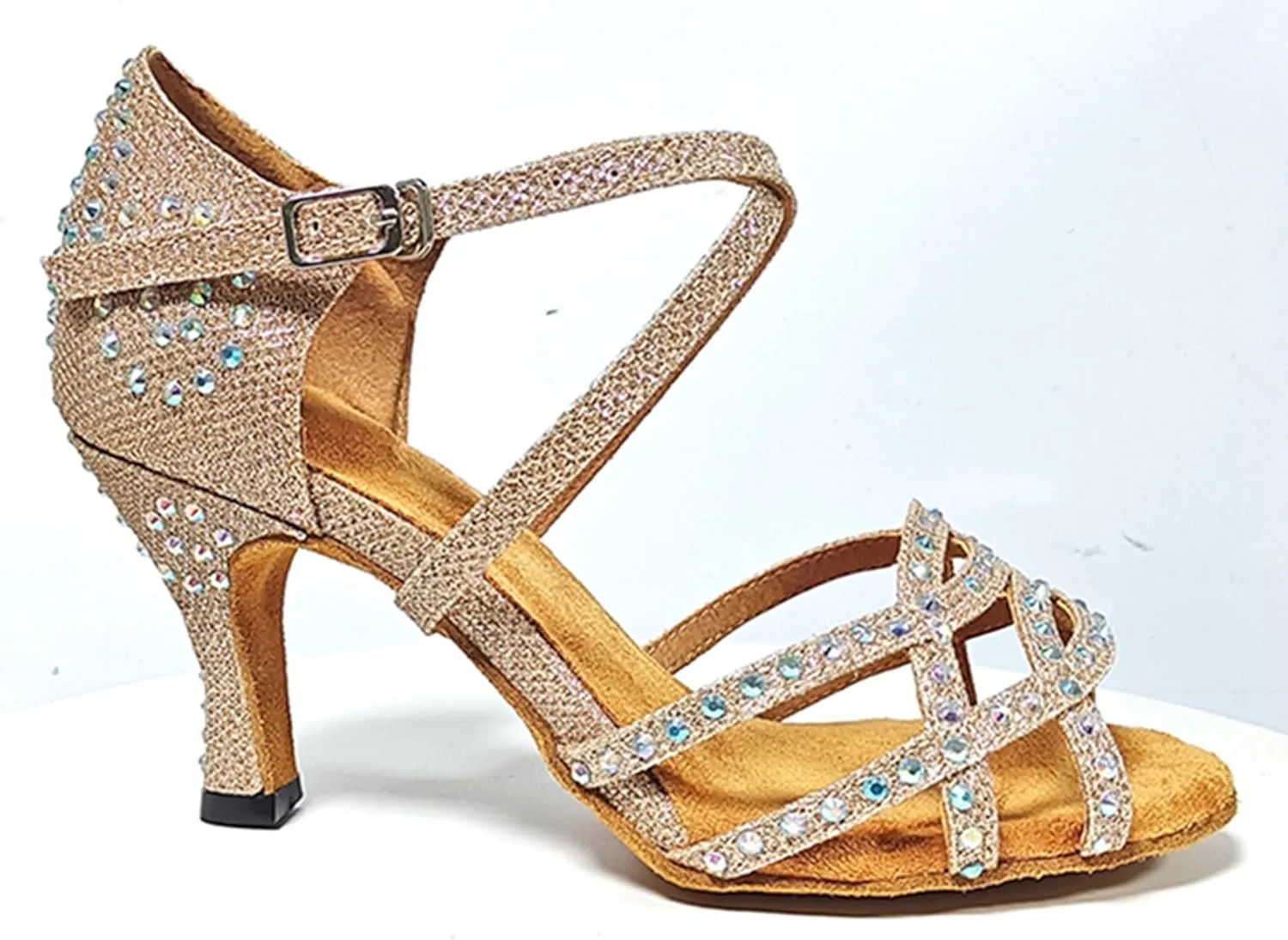 Womens Girls Professional Dancing Shoes Glitter Latin Salsa Dance Heels Bridal Wedding Sandals with Glitter X503