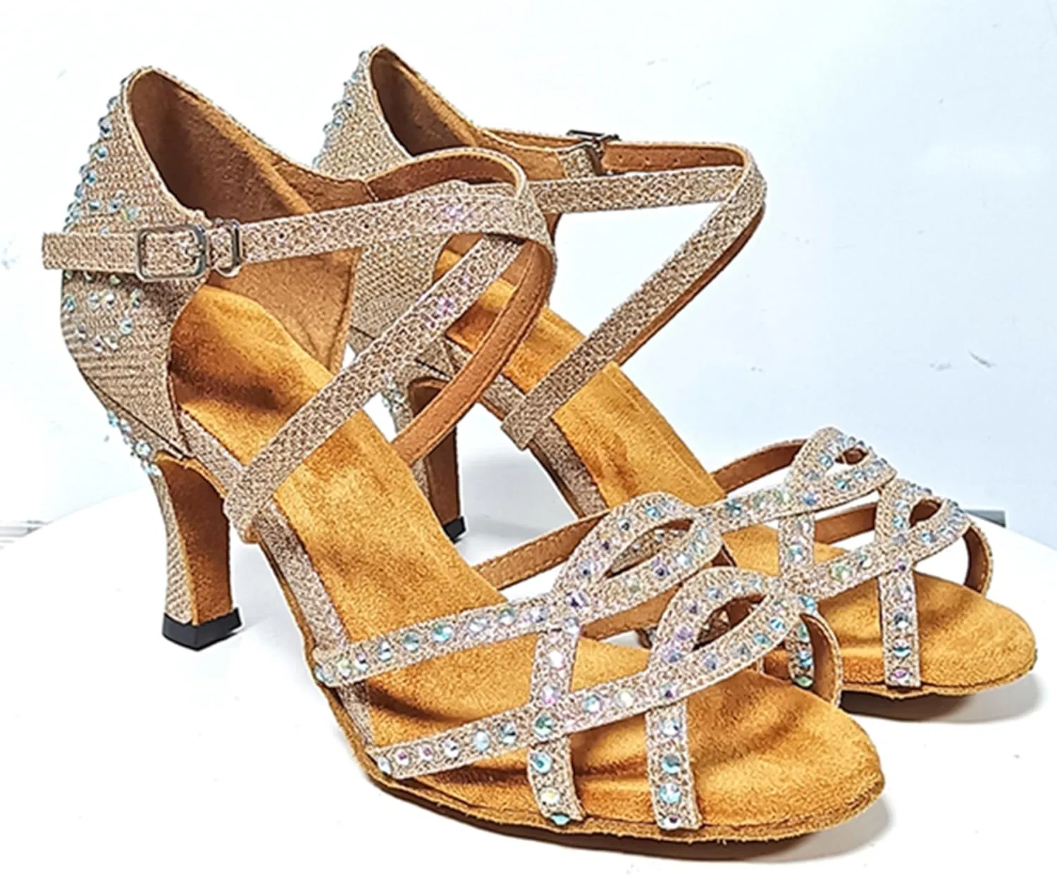 Womens Girls Professional Dancing Shoes Glitter Latin Salsa Dance Heels Bridal Wedding Sandals with Glitter X503