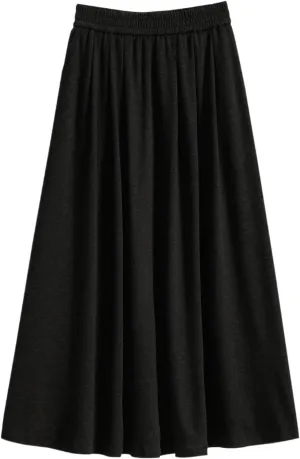 Women's Glutinous Rice Skirt, Elastic Waist Midi Skirt, Pleated Skirt for Autumn