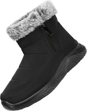 Womens Insulated Snow Boots Low Heel Ankle Boots for Women Plush Lined Flat Hiking Boots Non Slip Casual Shoes