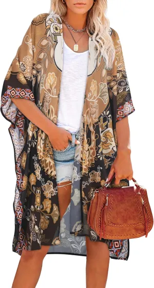Women's Kimono Swimsuit Coverups Summer Beach Casual Loose Cardigans for Swimwear