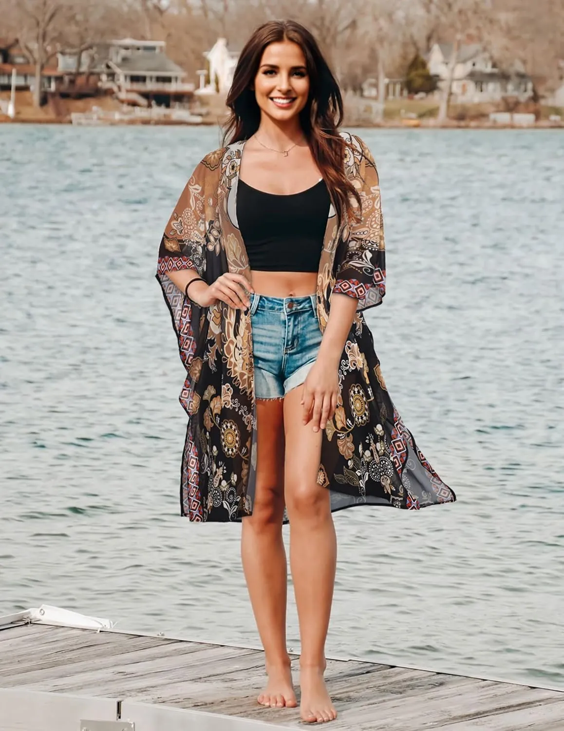Women's Kimono Swimsuit Coverups Summer Beach Casual Loose Cardigans for Swimwear