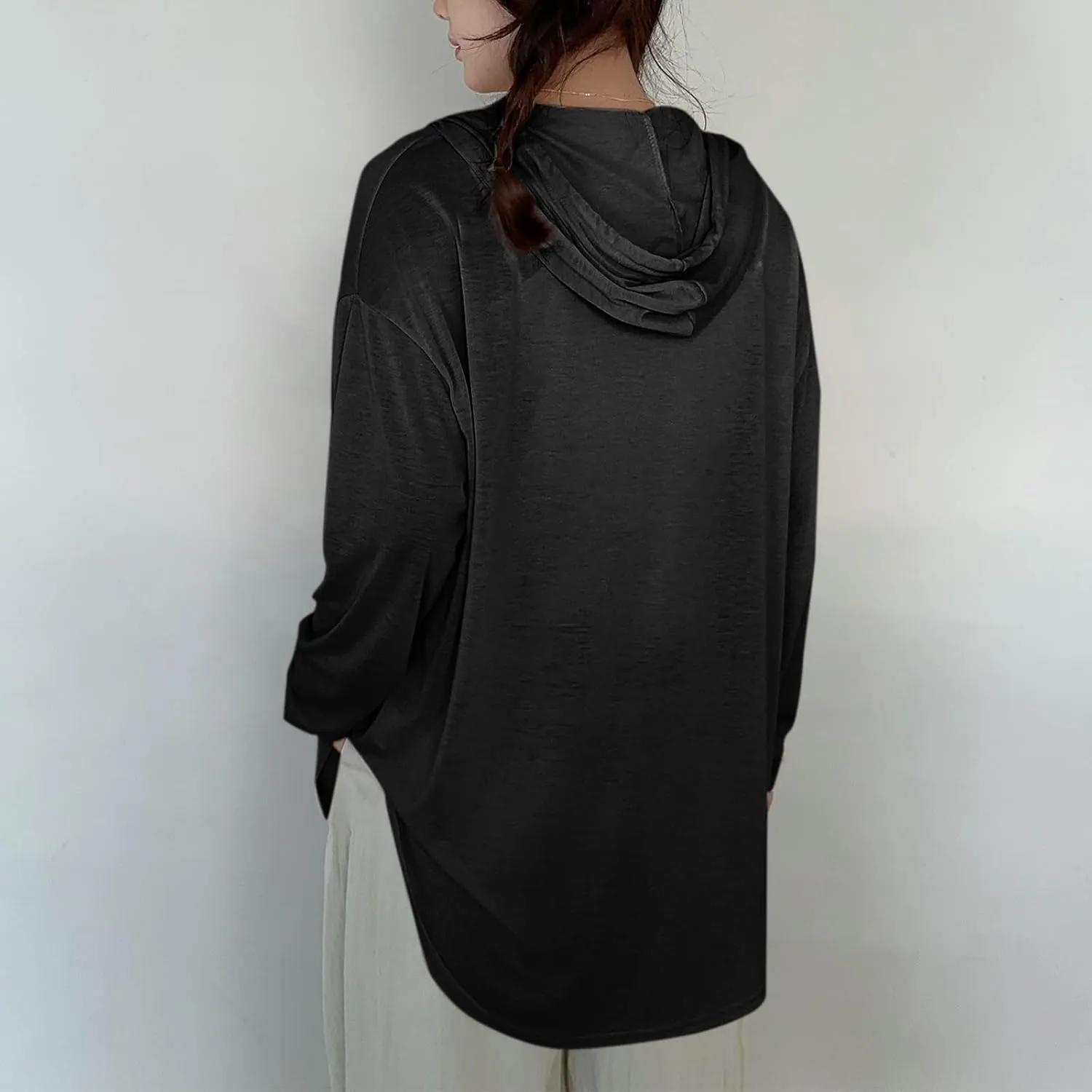 Womens Lightweight Casual Hoodie Cardigans Open Front Cover Ups Long Sleeve Outwear Coat Sun Protection Cover Clothes
