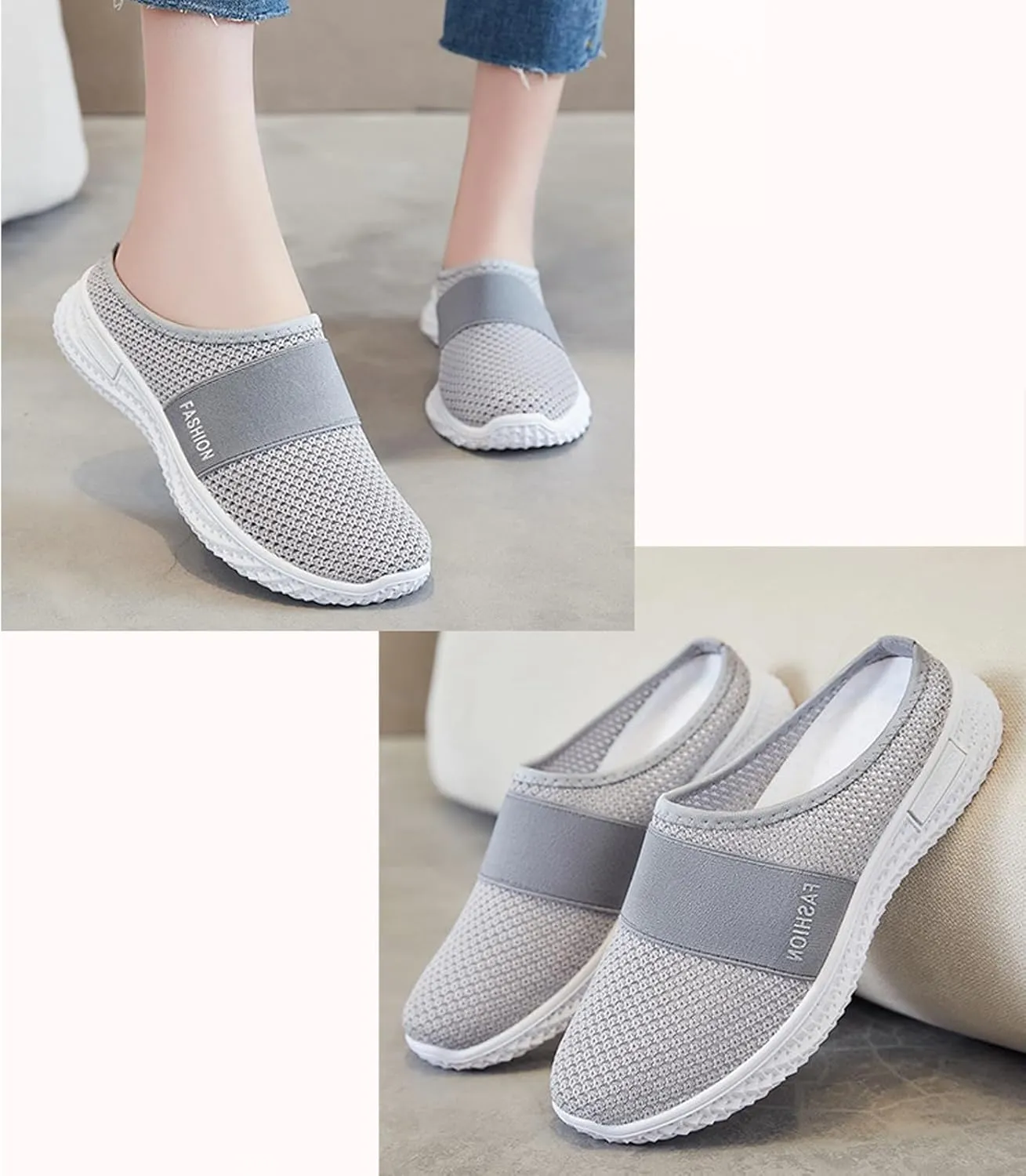 Womens Mesh Mules Slip On Shoes Light Open Back Shoes Comfort Walking Shoes Lightweight Breathable Gardening Clog Water Shoes Casual Slipper Beach Sandals Closed Toe Slides