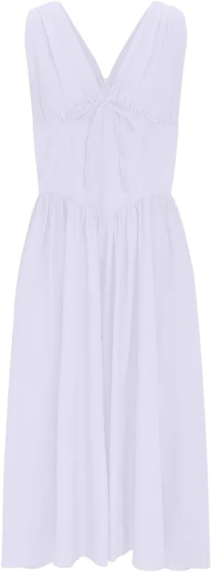 Womens Midi Dresses Plus Size Fashion Solid Color Lace up V-Neck Sleeveless Pleat Tank Dress Summer Beach Sundress