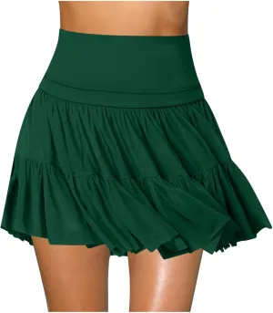 Women's Mini Skirt Flowy Pleated High Waisted Ruffle Tennis Skirts Athletic Skater Golf A Line Beach Vacation Skirts