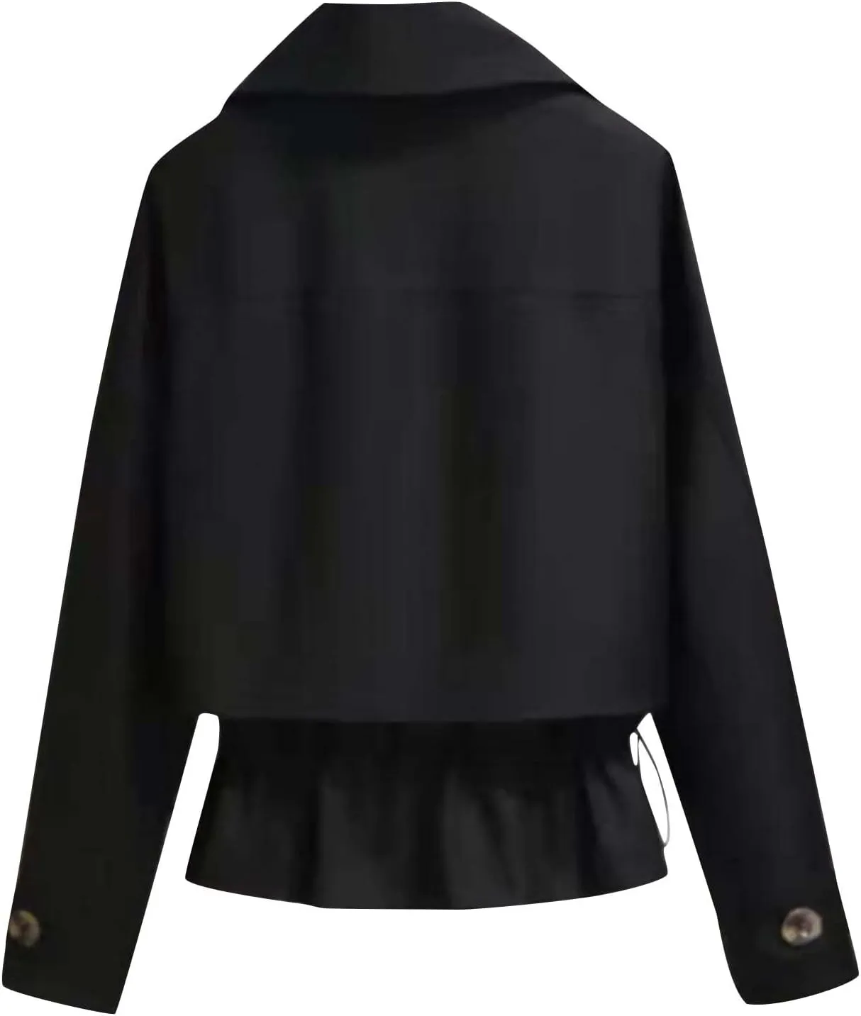 Women's Plus Size Korean Style Short Fashion Trench Coat Casual Notched Lapel Double Breasted Loose Cropped Jacket