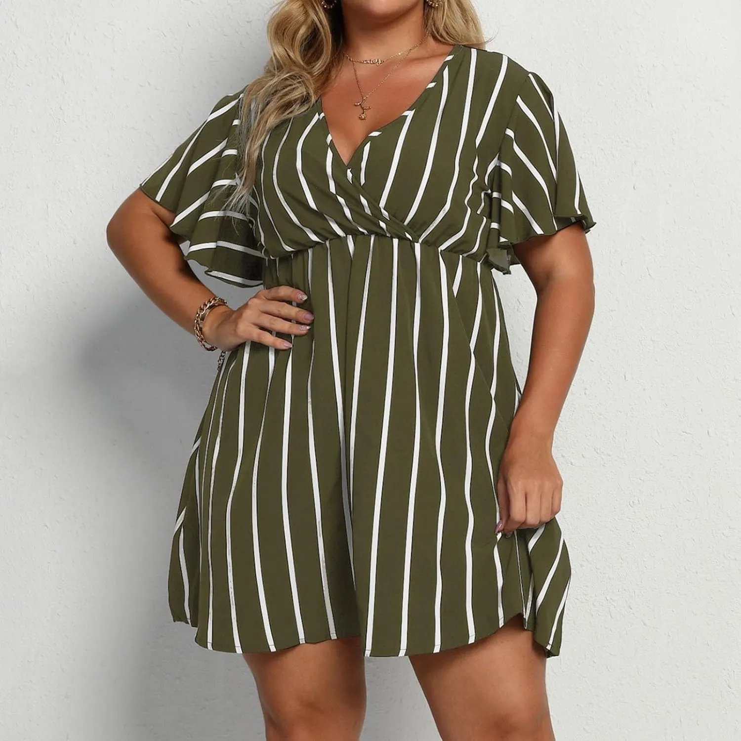 Womens Puff Short Sleeve Mini Dress Square Neck High Waist Ruffle Hem Flowy Party A Line Knee Length Bohemian Dresses