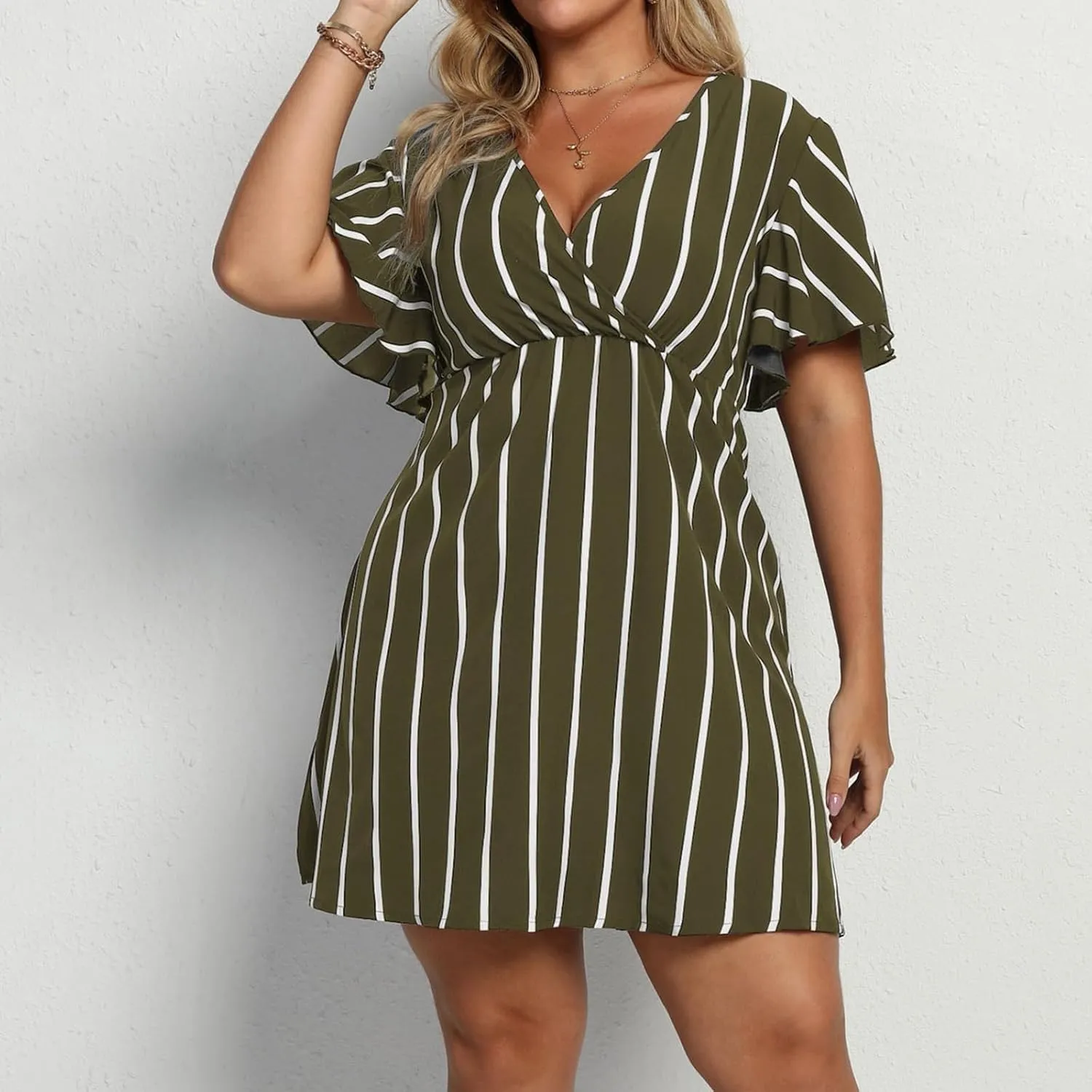 Womens Puff Short Sleeve Mini Dress Square Neck High Waist Ruffle Hem Flowy Party A Line Knee Length Bohemian Dresses