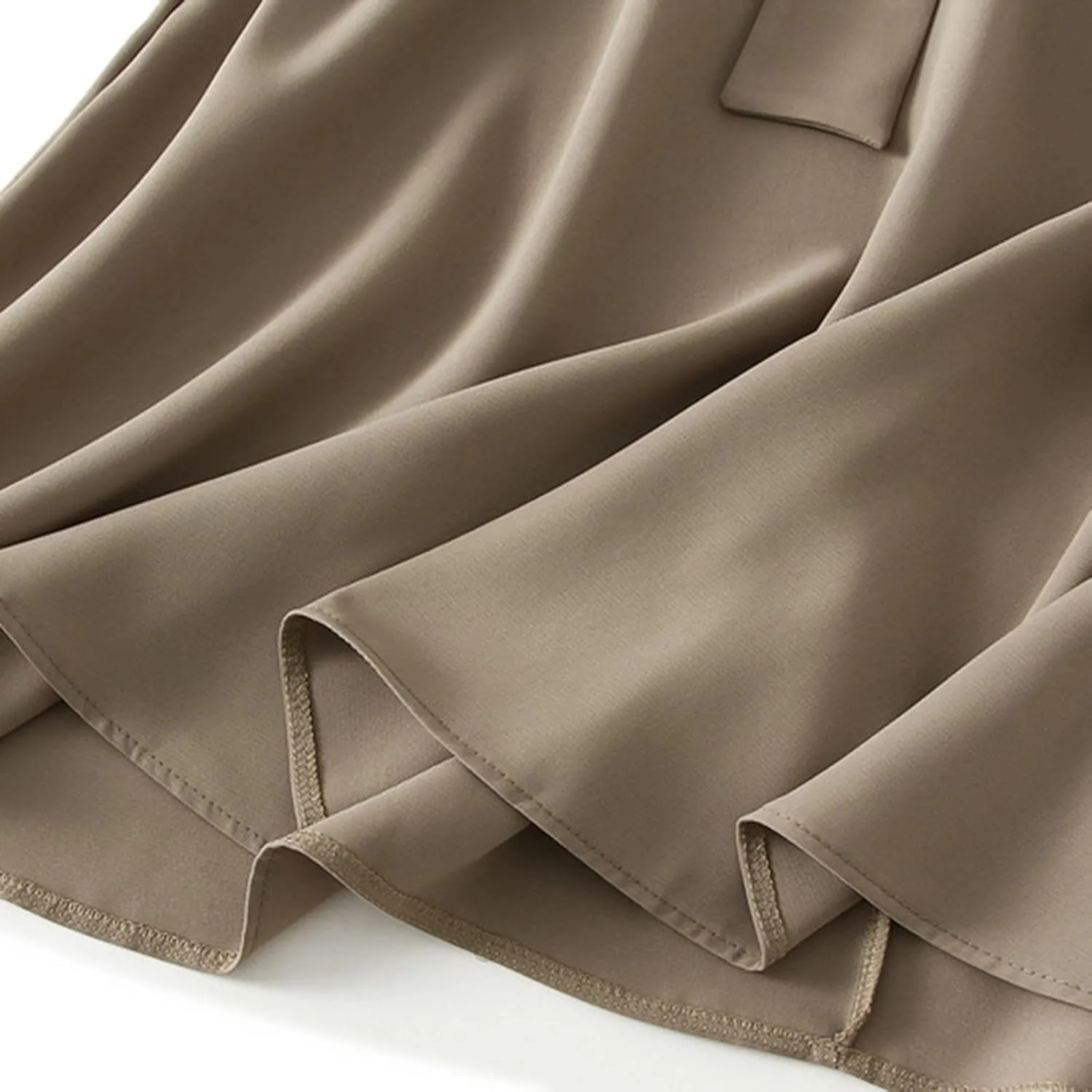 Women's Pure Color Pleated Skirt Fashion Casual Lace-Up High Waist Suit Skirt Flowy Swing Skater Flared Midi Skirts