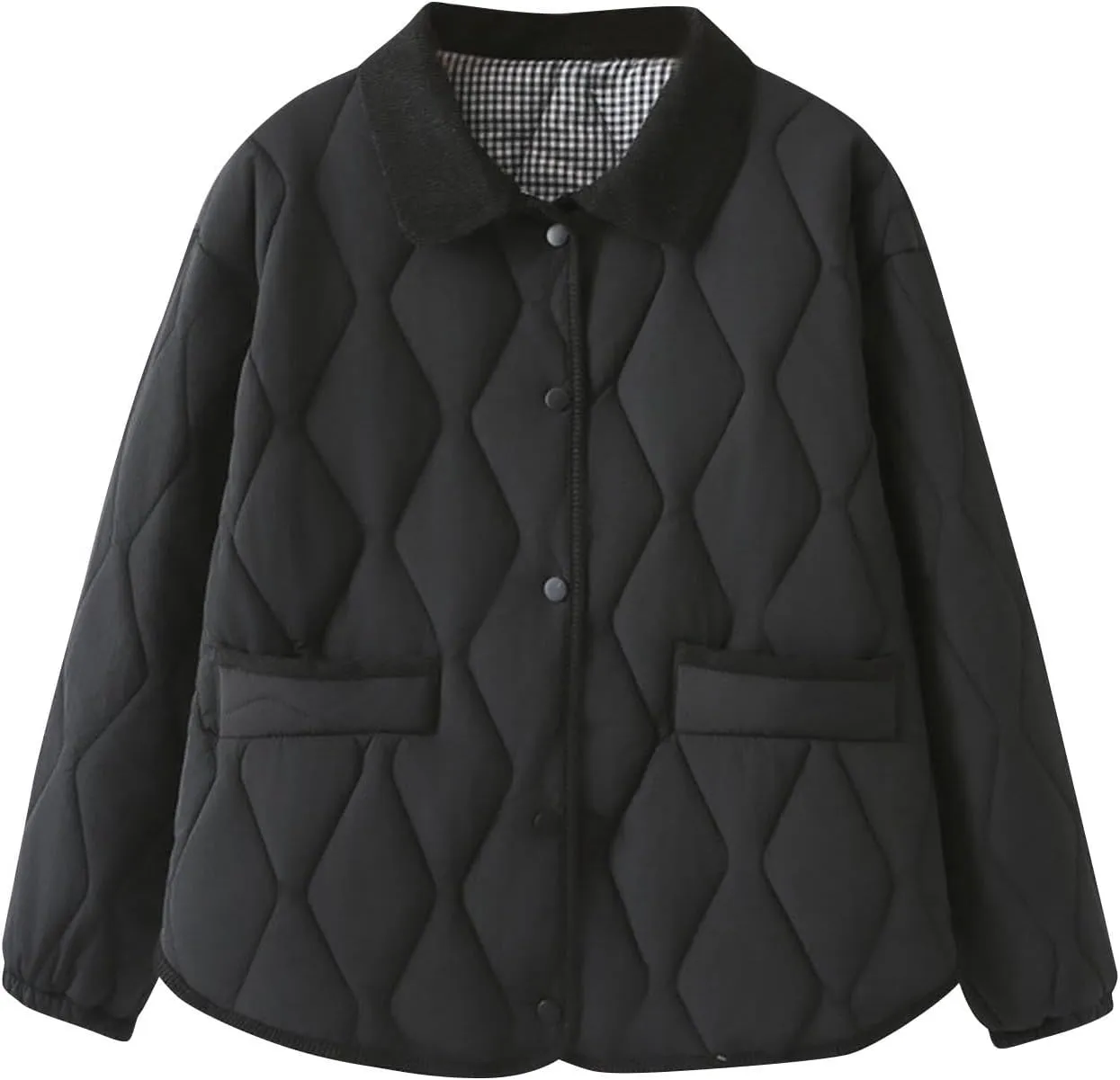 Womens Quilted Puffer Jackets Lightweight Long Sleeve Button Down Winter Coats Fashion 2024 Fall Outfits with Pockets