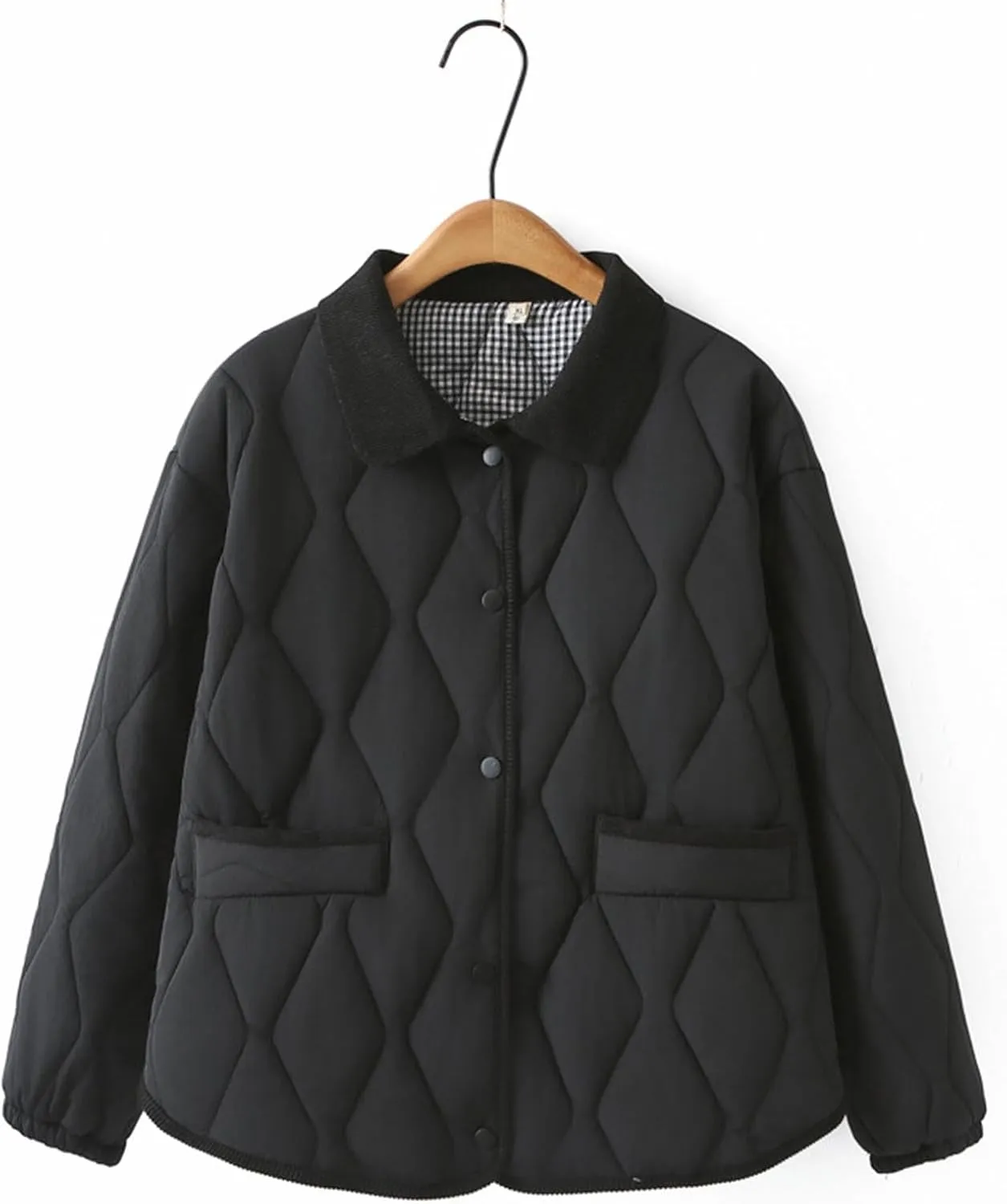 Womens Quilted Puffer Jackets Lightweight Long Sleeve Button Down Winter Coats Fashion 2024 Fall Outfits with Pockets
