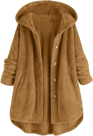 Womens Sherpa Fleece Lined Hoodie Jackets Plus Size Full Zip Up Thick Shaggy Fuzzy Zip Up Oversized Fluffy Coat Zipper