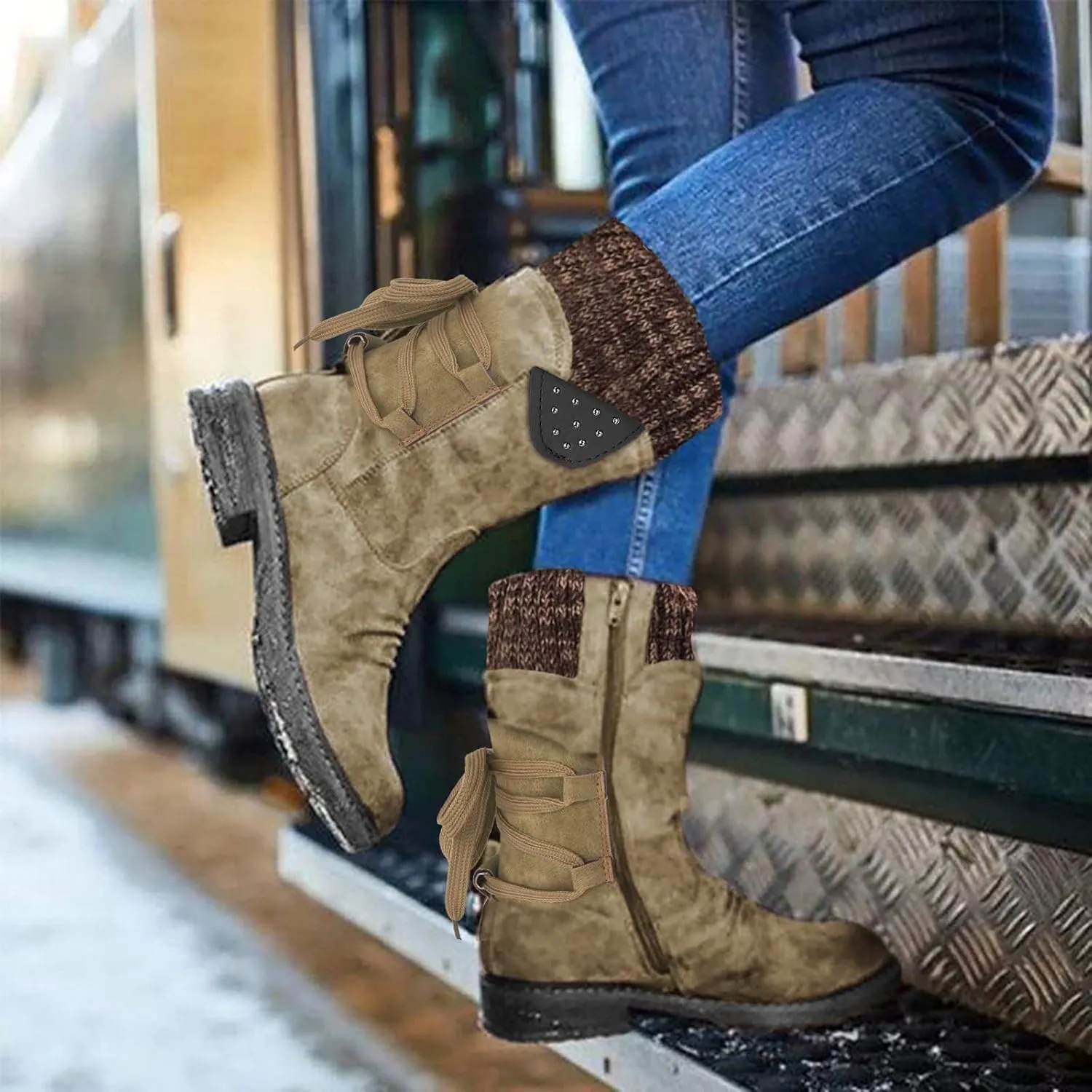 Women's Snow Boots Size 9 Womens Winter Snow Boots Waterproof Insulated Slip on Womens Winter Boots Size 9 Wide Womens Pull on Winter Boots 8.5 Botas De Mujer Para El Frio De Vestir Con Tacones