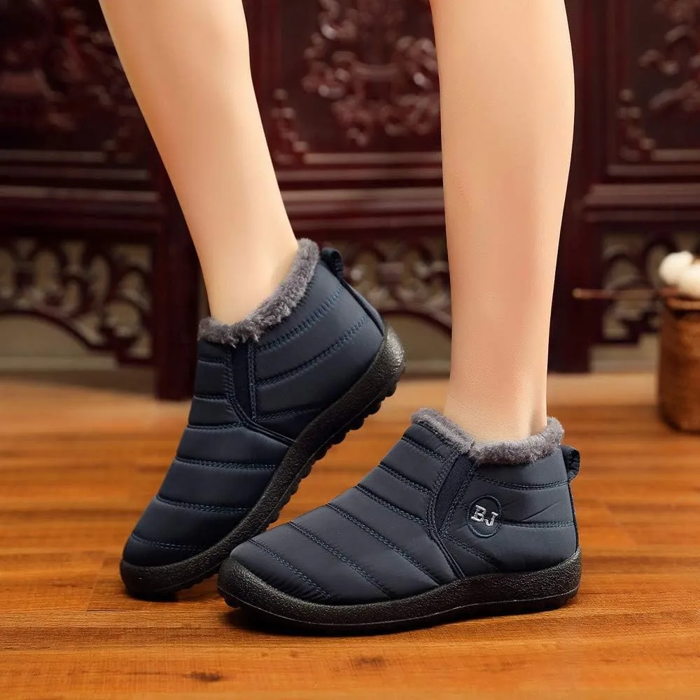 Womens Snow Boots Waterproof Insulated Hiking Womens Waterproof Snow Boots Slip on Furry Winter Boots Woman Winter Leather Knee High Winter Boots Botas Impermeables Para Mujeres
