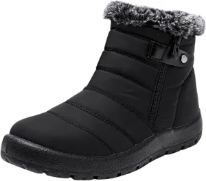 Womens Snow Boots Wide Width Zipper Size 9 Wide Calf Snow Boots for Woman Waterproof Snow Shoes for Women Outdoor Boots Women Knee High Waterproof Womens Boots Size 11