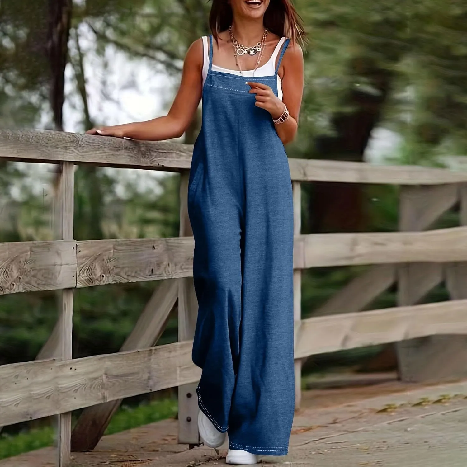 Women's Summer Casual Jumpsuits 2024 Dressy Casual Adjustable Straps Sleeveless Print Summer Cute Linen Rompers
