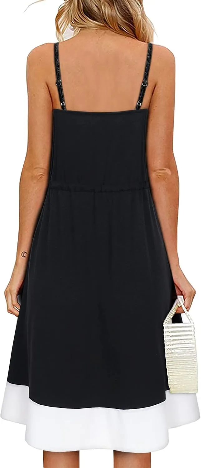 Women's Summer Casual Wrap V Neck Sleeveless Midi Dresses