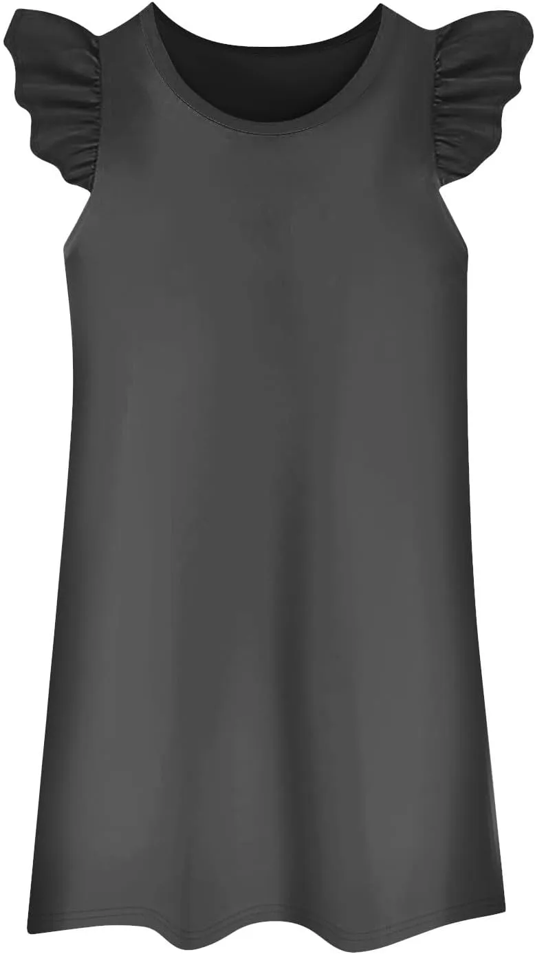 Women's Summer Dresses Beach Casual Sundress Ruffle Sleeve Ruffle Hem Short Mini Dress Vacation Outfits for Women
