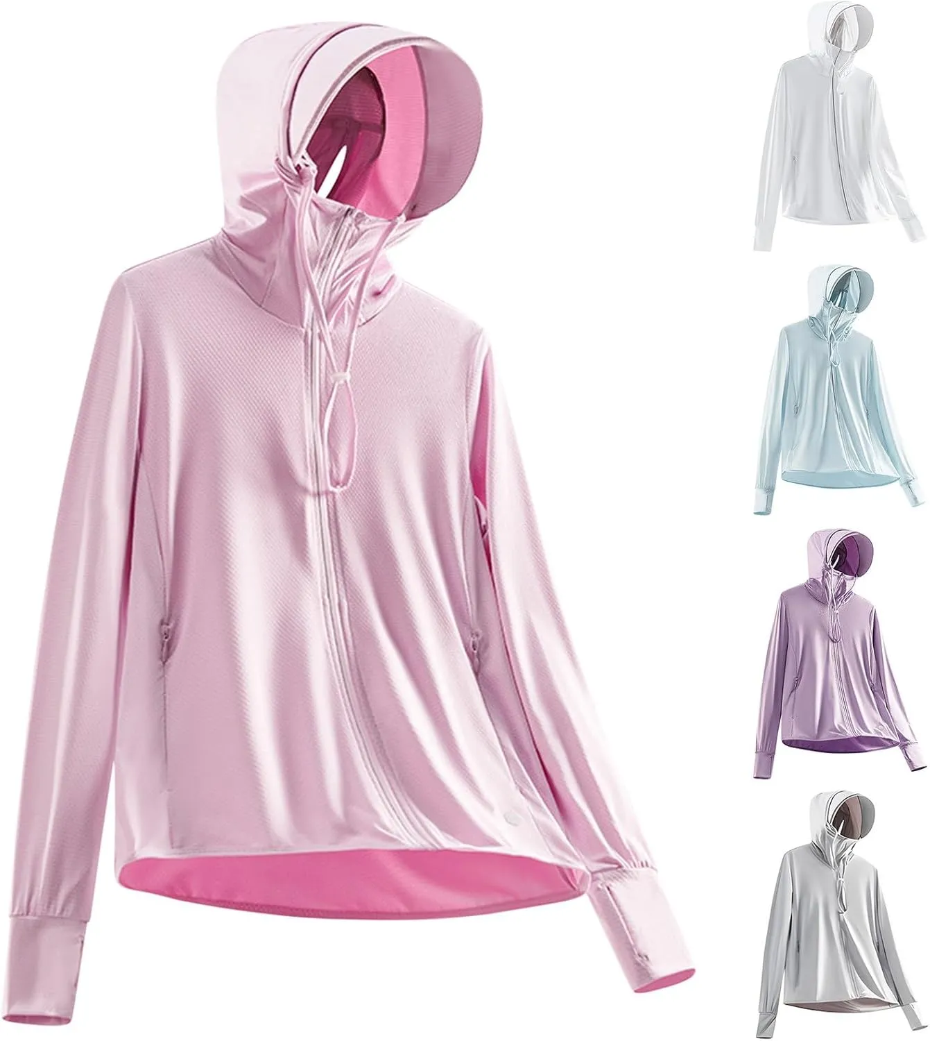 Women's Sun Protective Jacket Full Zip UPF 50  UV Protection Clothing Lightweight Summer Long Sleeve Hoodie Sun Shirts