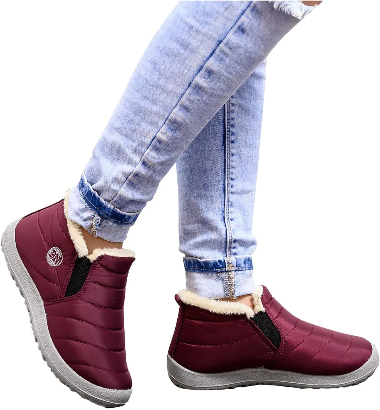 Womens Wide Size 10.5 Snow Boots Women's Winter Boots Wide Width Waterproof Winter Boots for Women Slip ons Outdoor Waterproof Rubber Boots for Women Snow Shoes for Women Slip on