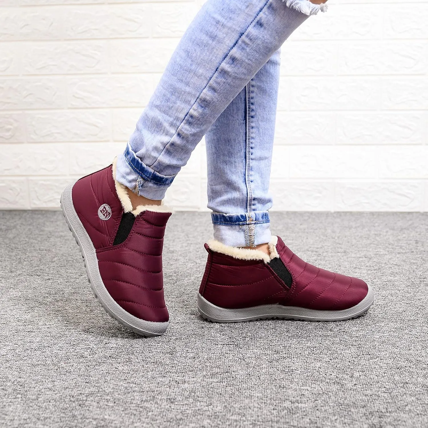 Womens Wide Size 10.5 Snow Boots Women's Winter Boots Wide Width Waterproof Winter Boots for Women Slip ons Outdoor Waterproof Rubber Boots for Women Snow Shoes for Women Slip on