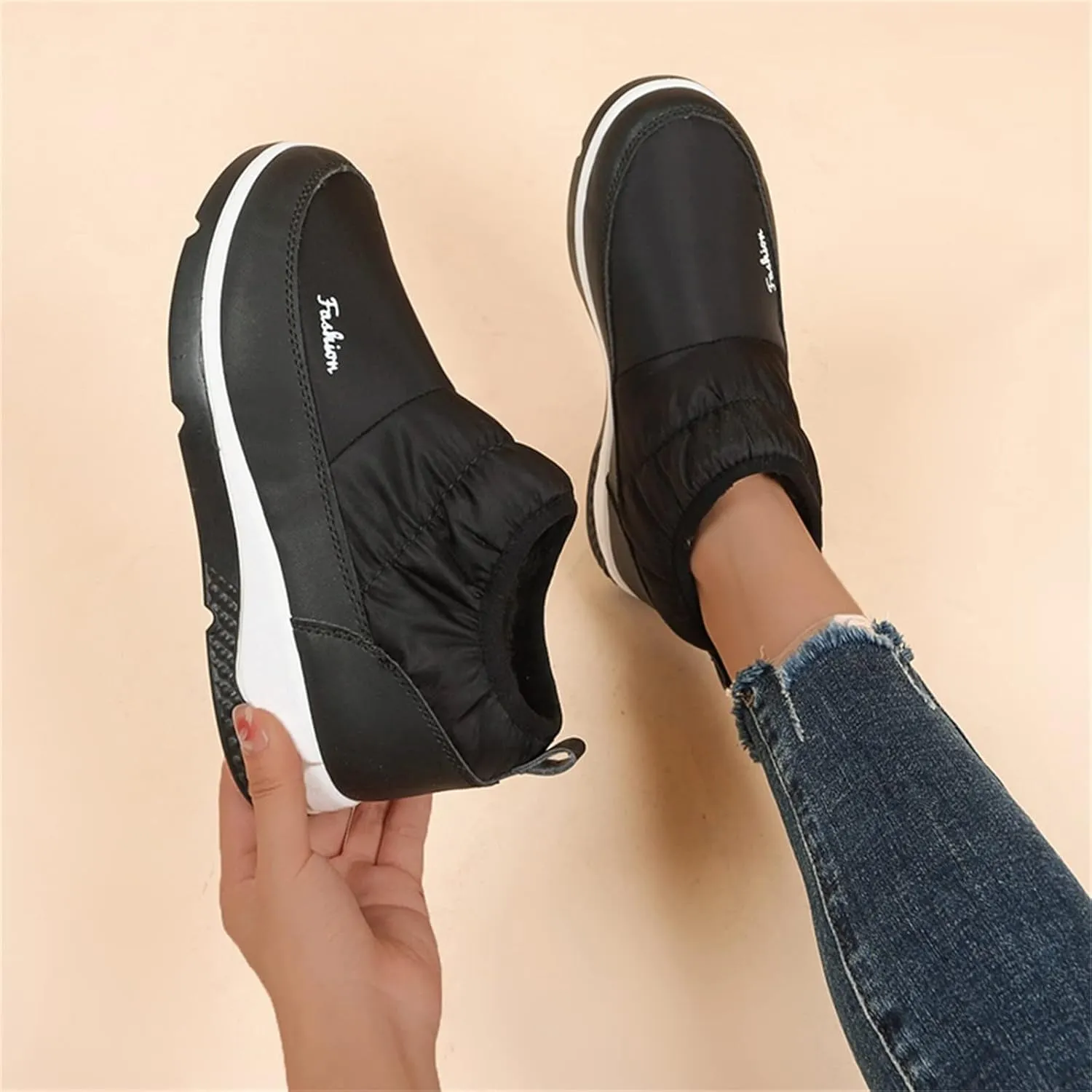 Women's Wide Width Waterproof Ankle Snow Boots Women's Winter Boots Waterproof Tall Snow Boots for Women Waterproof Mid Calf Winter Boots for Women Low Heel Botas Para Mujer Contra El Agua Y Frio