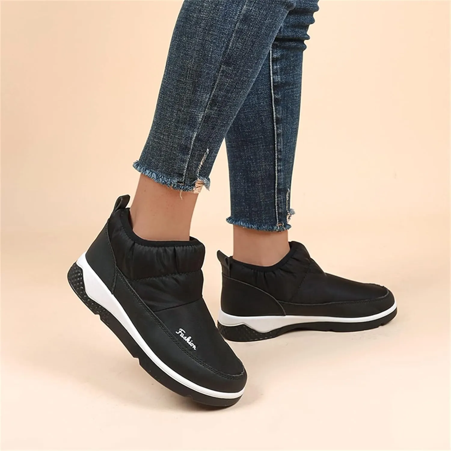 Women's Wide Width Waterproof Ankle Snow Boots Women's Winter Boots Waterproof Tall Snow Boots for Women Waterproof Mid Calf Winter Boots for Women Low Heel Botas Para Mujer Contra El Agua Y Frio