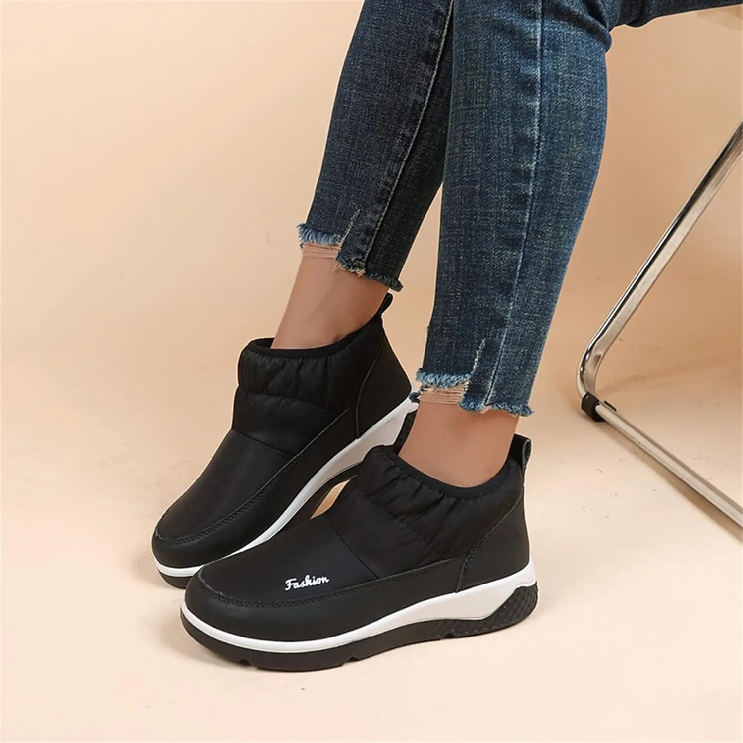 Women's Wide Width Waterproof Ankle Snow Boots Women's Winter Boots Waterproof Tall Snow Boots for Women Waterproof Mid Calf Winter Boots for Women Low Heel Botas Para Mujer Contra El Agua Y Frio