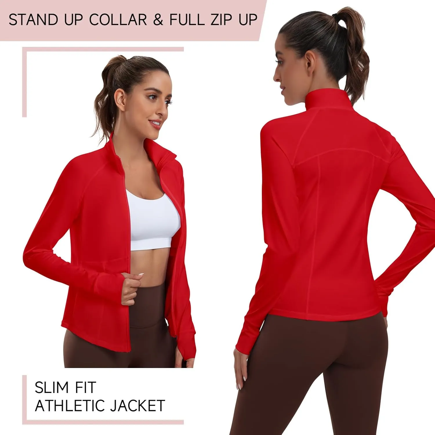 Workout Jackets for Women Zip Up Running Jackets Lightweight Sport Gym Yoga Athletic Clothes Slim Fit