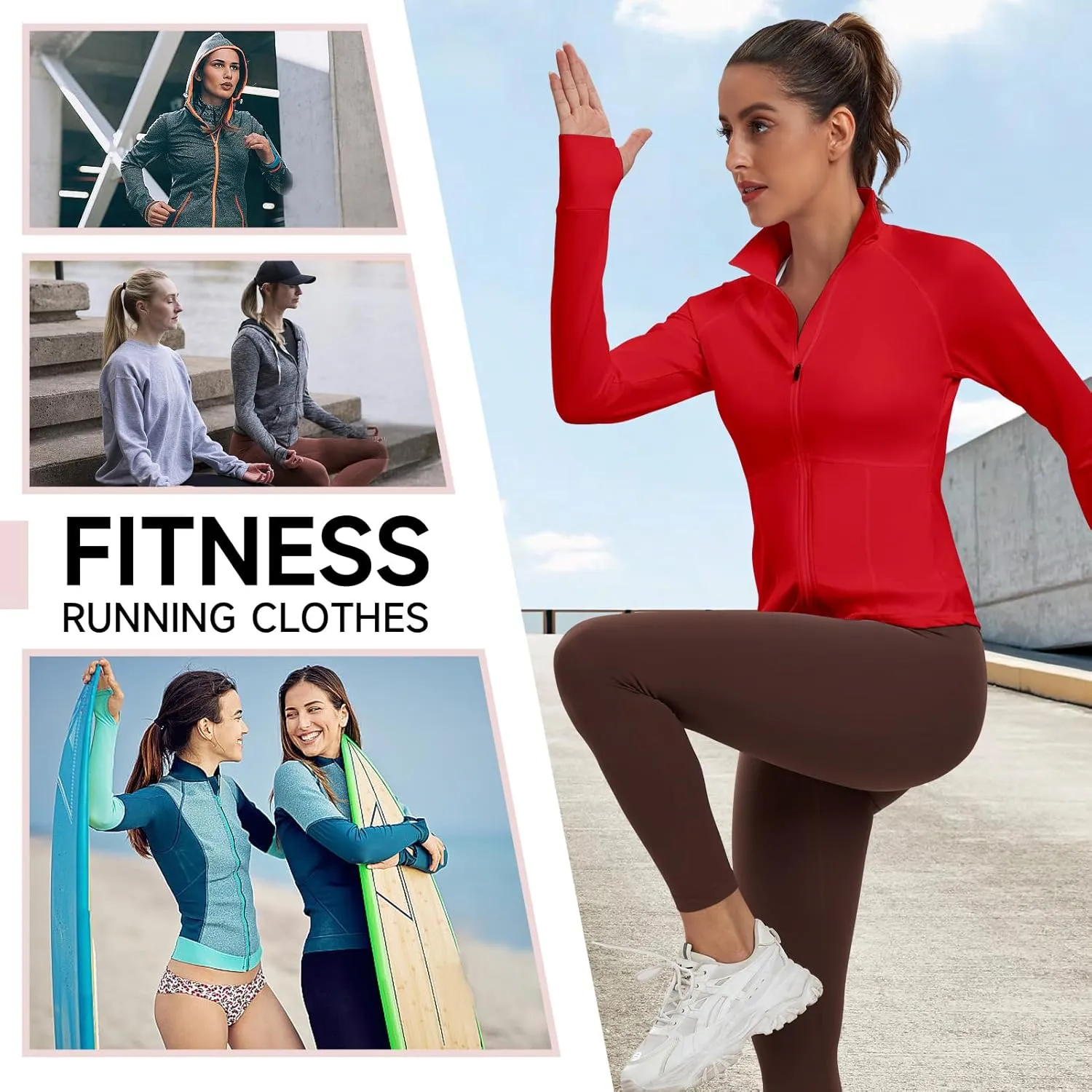 Workout Jackets for Women Zip Up Running Jackets Lightweight Sport Gym Yoga Athletic Clothes Slim Fit