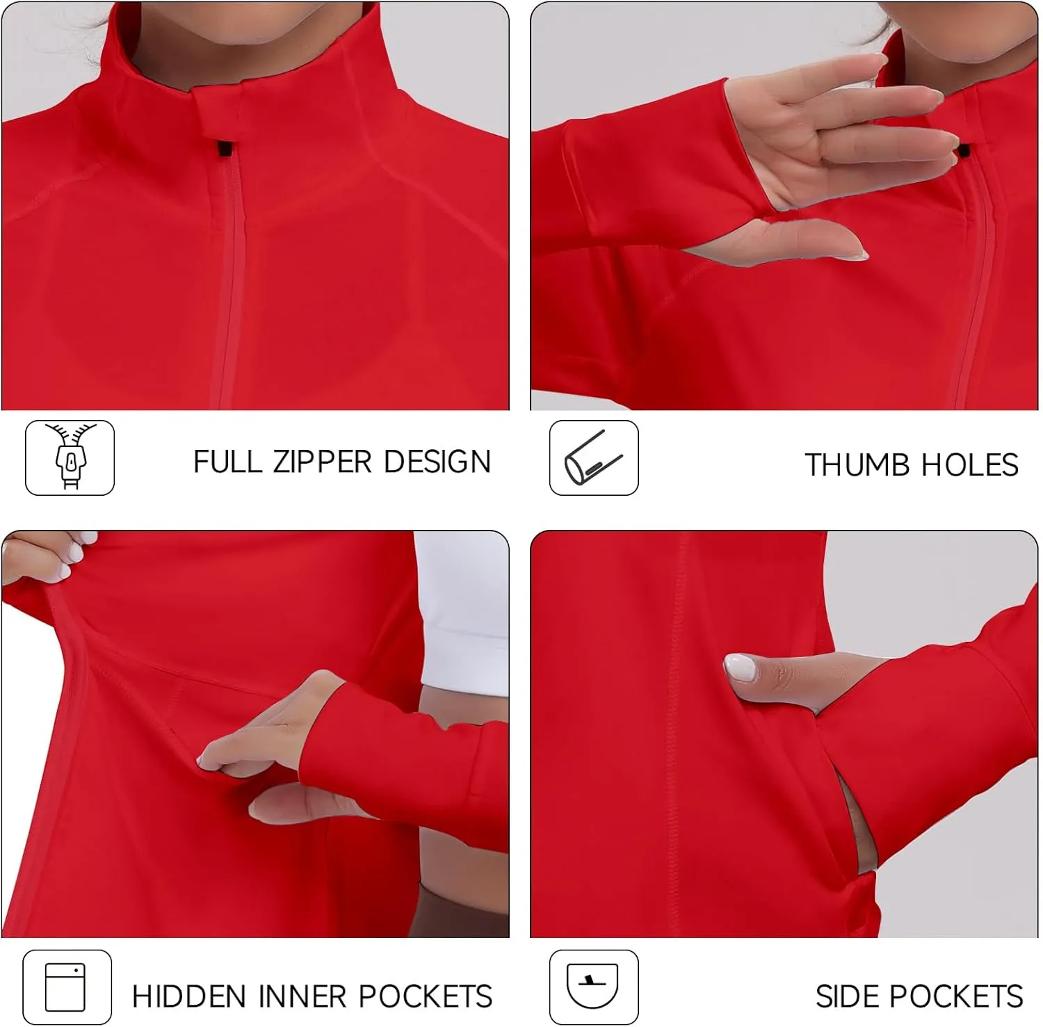 Workout Jackets for Women Zip Up Running Jackets Lightweight Sport Gym Yoga Athletic Clothes Slim Fit