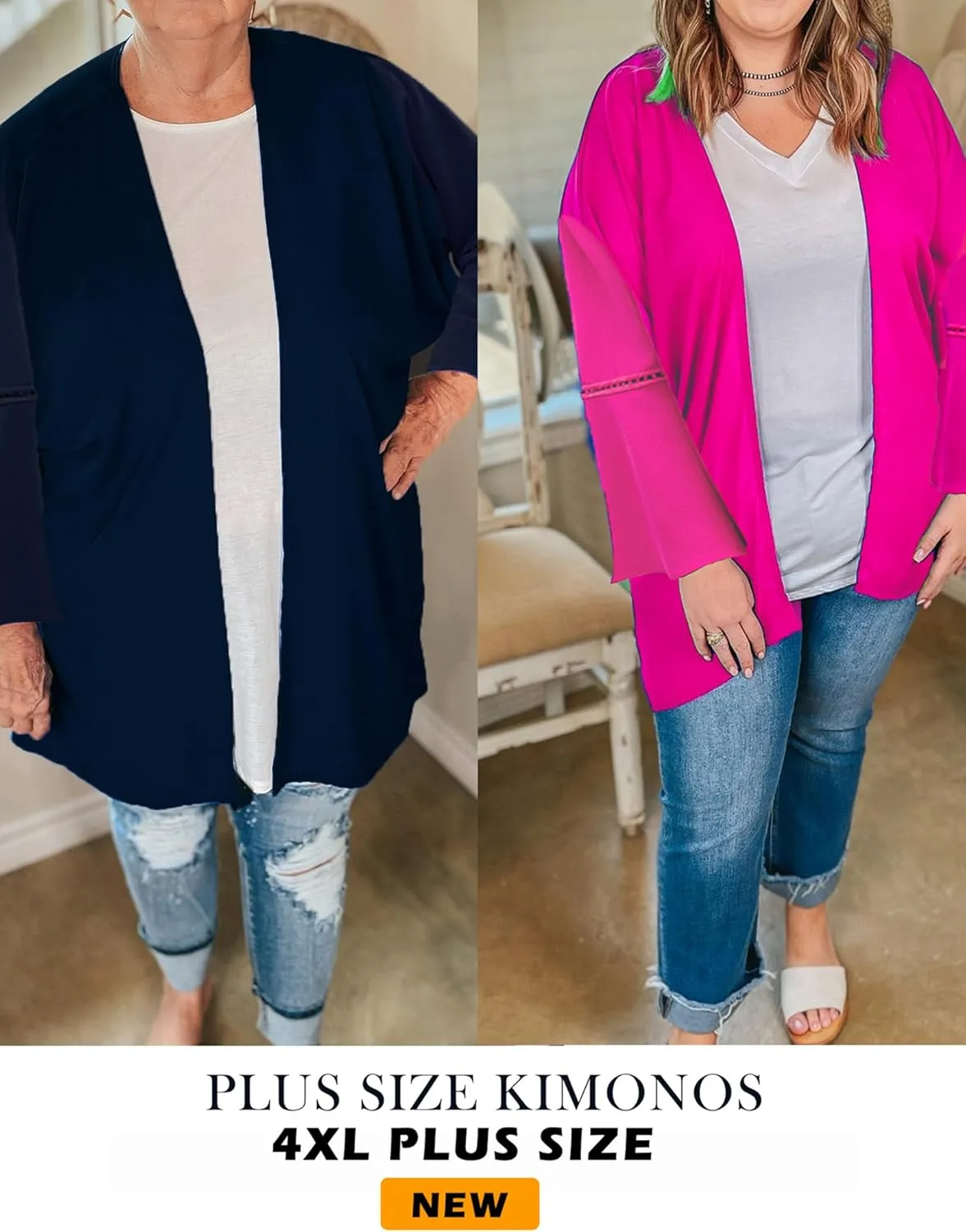 Yekaty Kimonos for Women Bell Sleeve Loose Kimono Cardigan Casual Open Front Beach Cover Up 2024