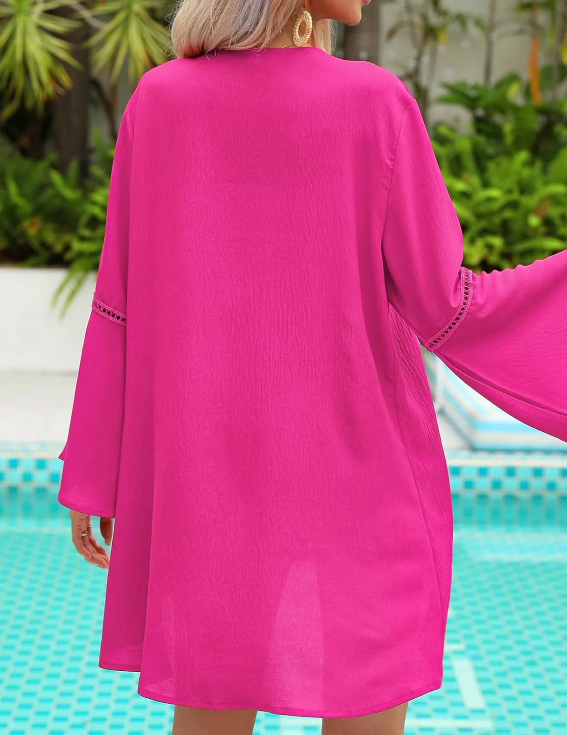 Yekaty Kimonos for Women Bell Sleeve Loose Kimono Cardigan Casual Open Front Beach Cover Up 2024