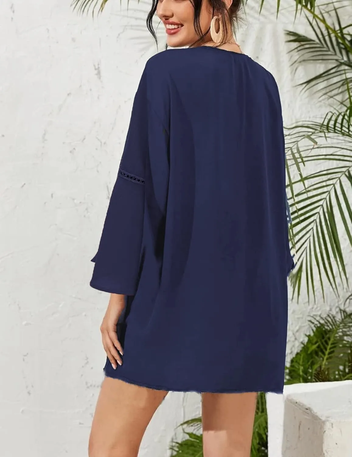 Yekaty Kimonos for Women Bell Sleeve Loose Kimono Cardigan Casual Open Front Beach Cover Up 2024