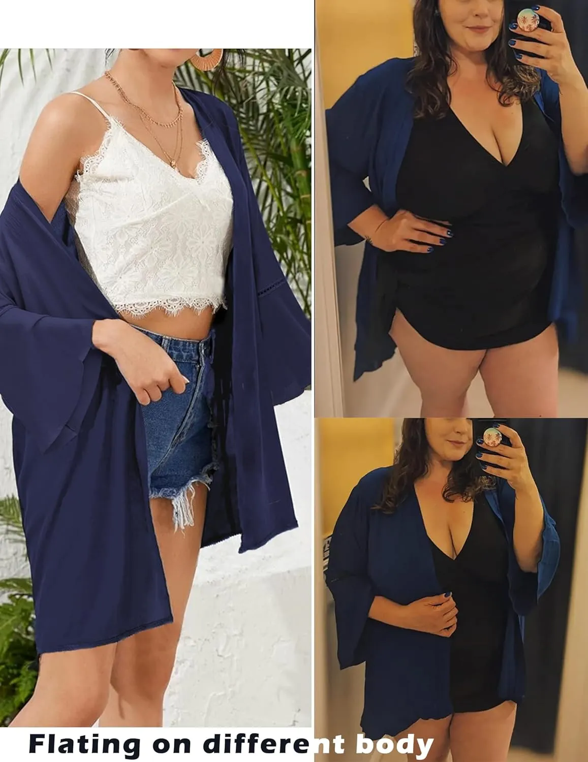 Yekaty Kimonos for Women Bell Sleeve Loose Kimono Cardigan Casual Open Front Beach Cover Up 2024