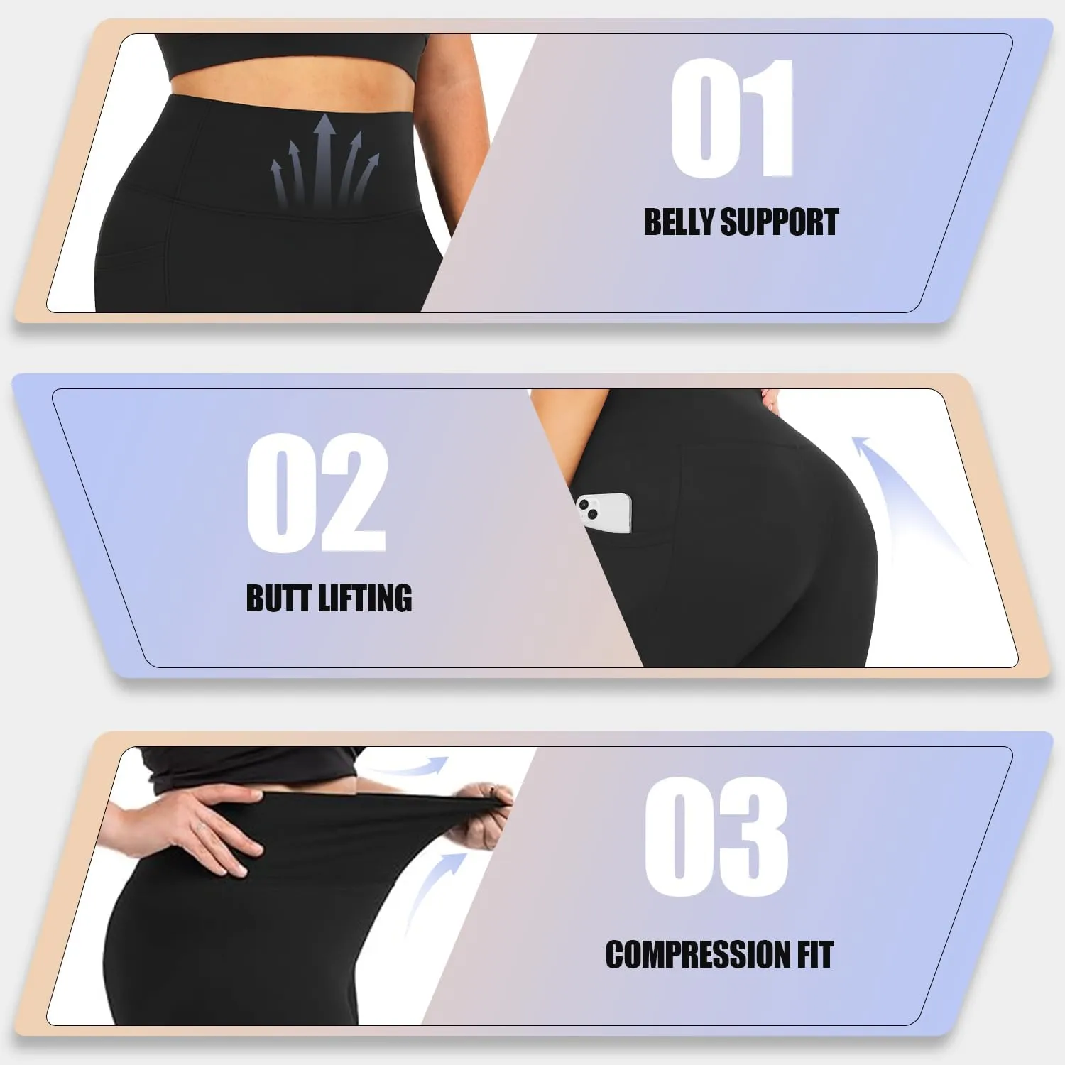 yeuG Women's Plus Size Leggings with Pocket-High Waist Tummy Control Yoga Pants Workout Running Black Leggings