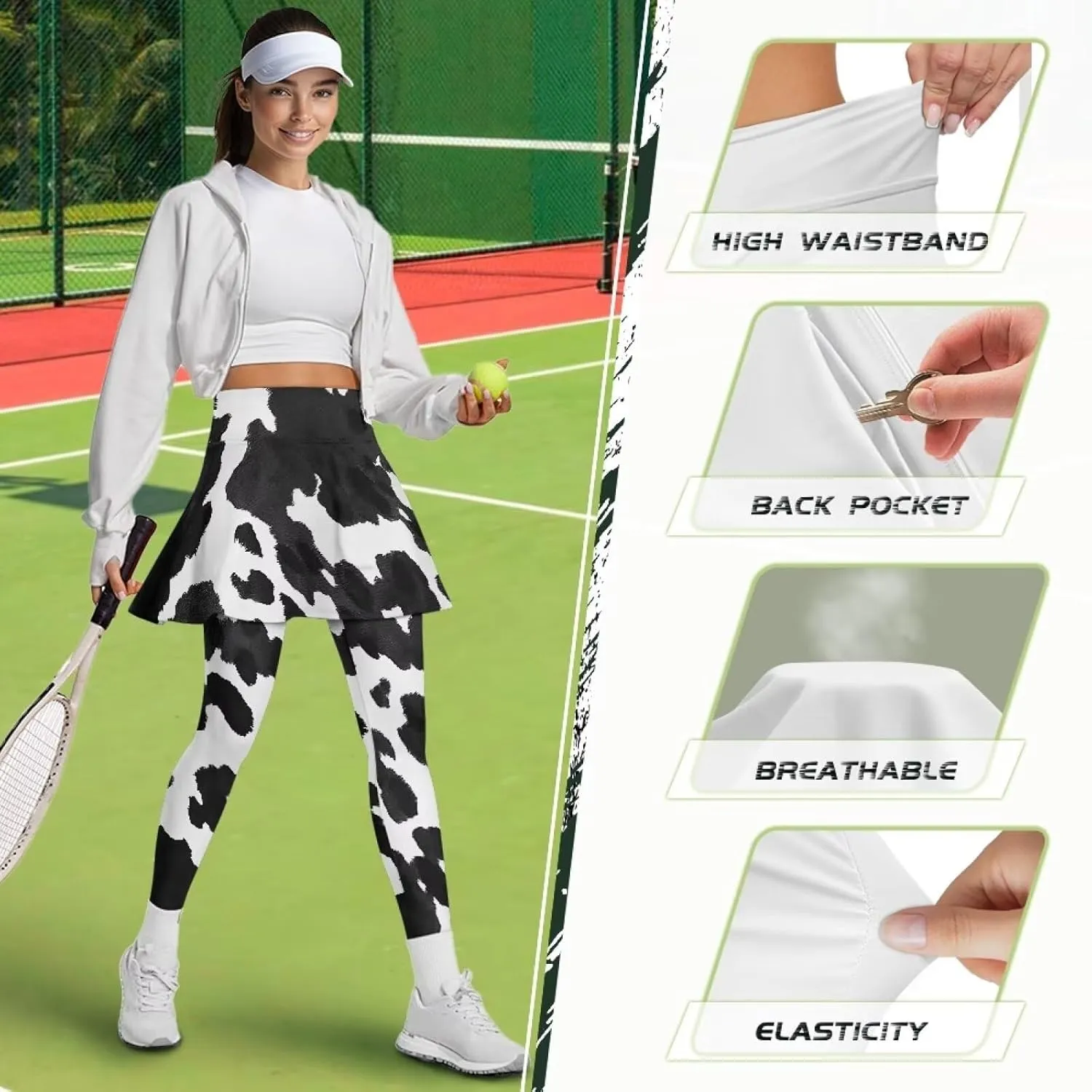 YEXIATODO Women Tennis Skirted Leggings with Pockets Yoga Leggings with Skirts Tennis Pickleball Clothing XS-3XL