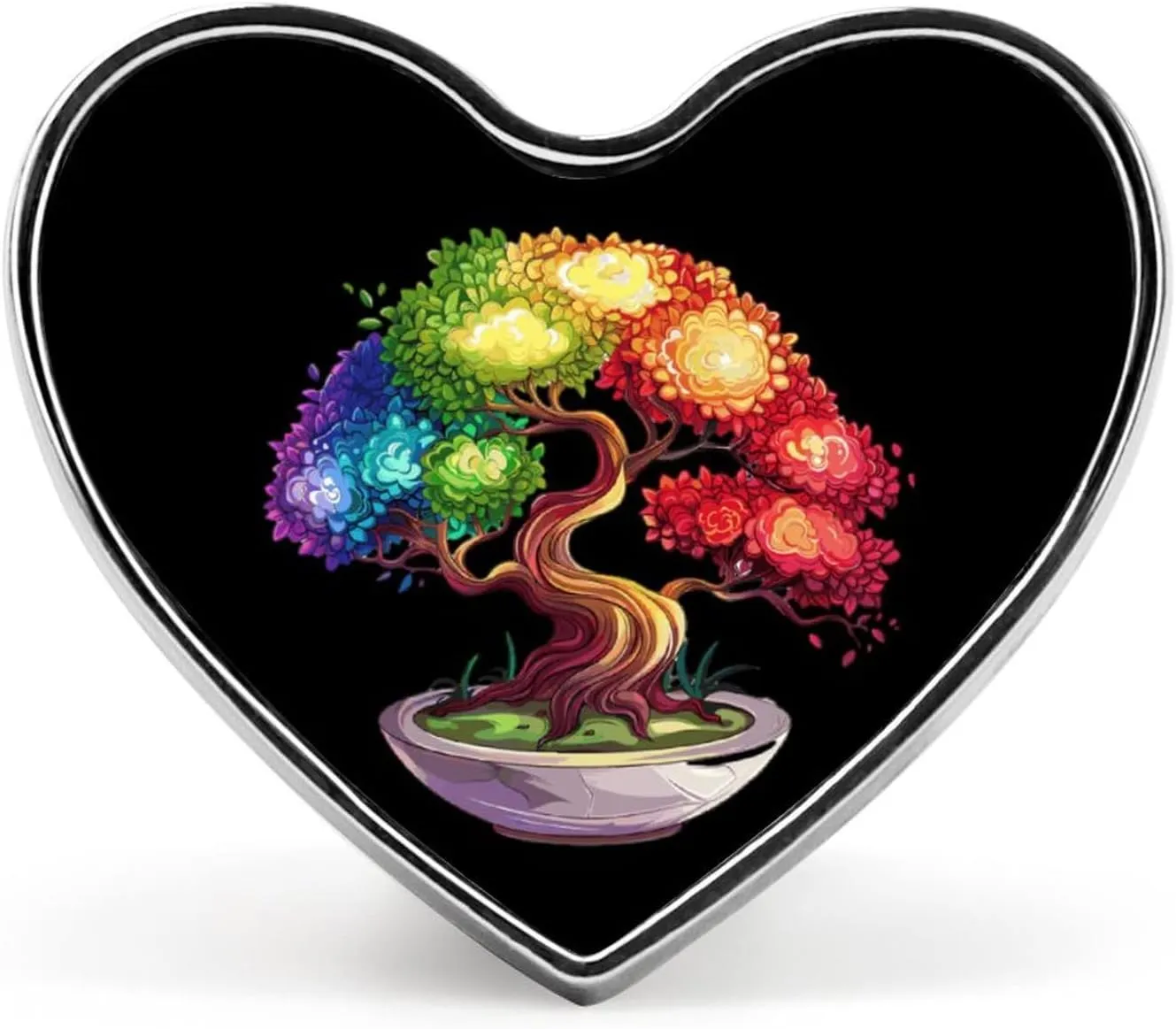 Yin And Yang Bonsai Japanese Heart Pins Lapel Pins Enamel Brooches for Wedding Party Costume Accessory