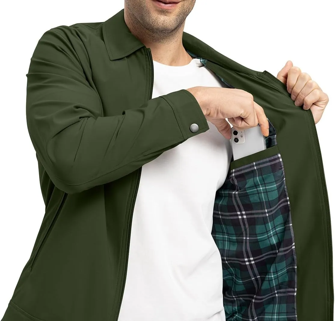 YSENTO Men's Light Jackets Lightweight Bomber Jackets Collared Work Golf Windbreakers with Zip Pockets