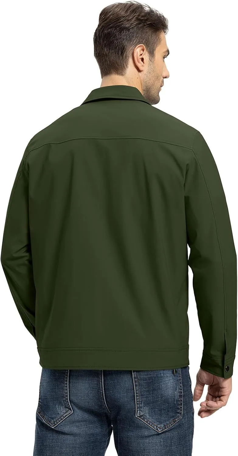 YSENTO Men's Light Jackets Lightweight Bomber Jackets Collared Work Golf Windbreakers with Zip Pockets