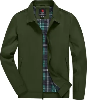 YSENTO Men's Light Jackets Lightweight Bomber Jackets Collared Work Golf Windbreakers with Zip Pockets
