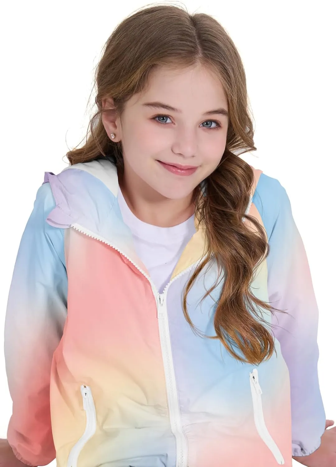 Zando Girls Rain Jacket Lightweight Waterproof Hooded Jackets Girls' Outerwear Jackets & Coats for Girls 4-10Y
