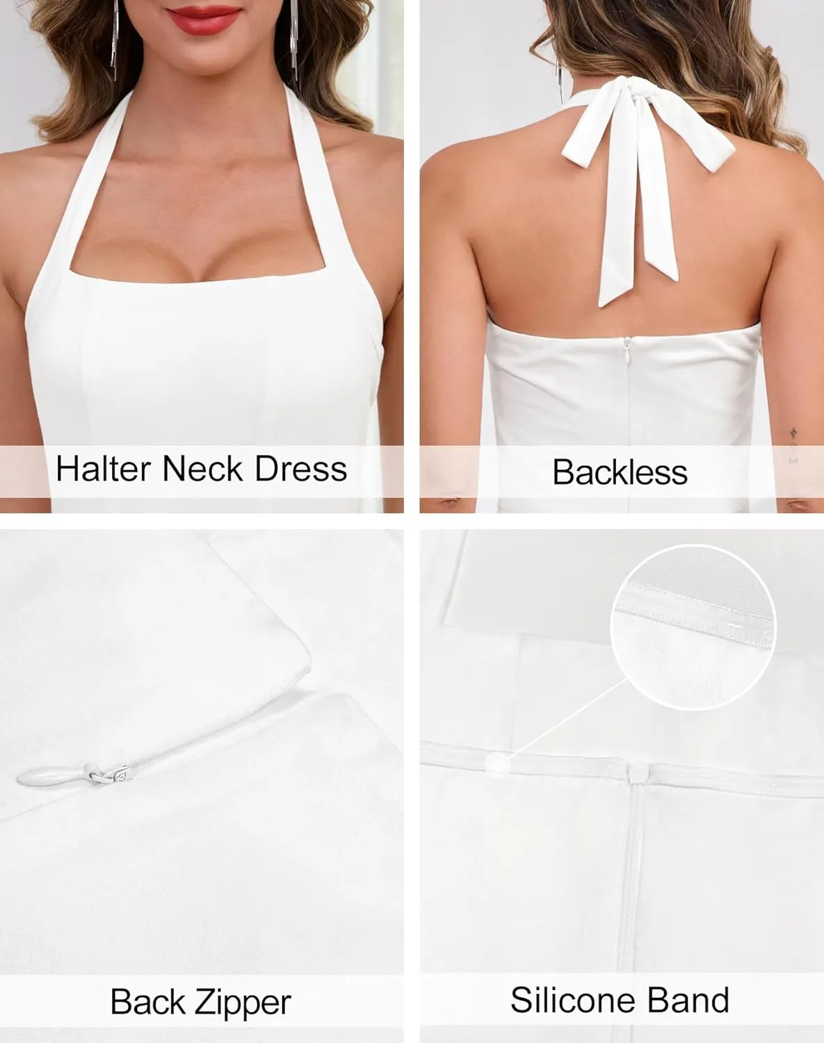 Zattcas Womens 2025 Spring Summer Halter Neck Sleeveless Flowy Swing Wedding Guest Dress Prom Cocktail Party Midi Dress