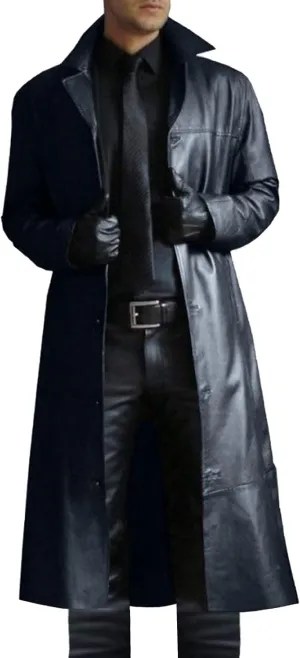 Zeiyignr Mens Vintage Classic WW2 Officer Military Uniform Leather Long Trench Coat Steampunk Goth Overcoat Motorcycle Jakcet