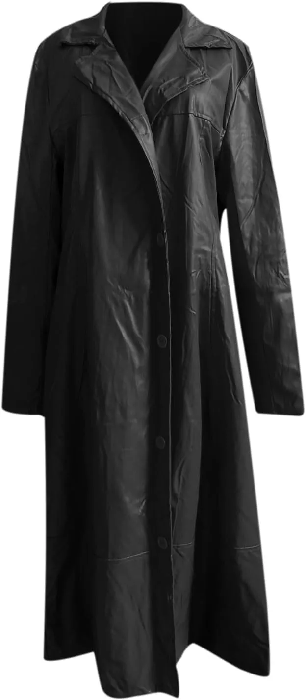 Zeiyignr Mens Vintage Classic WW2 Officer Military Uniform Leather Long Trench Coat Steampunk Goth Overcoat Motorcycle Jakcet